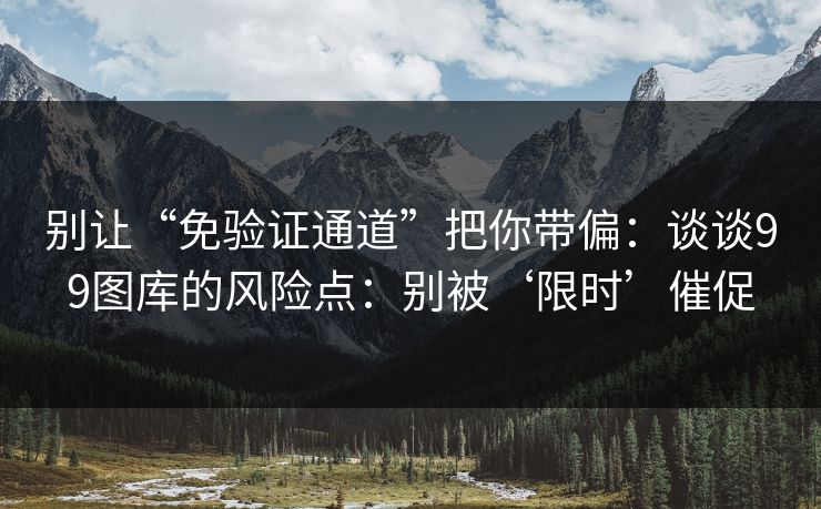 别让“免验证通道”把你带偏：谈谈99图库的风险点：别被‘限时’催促