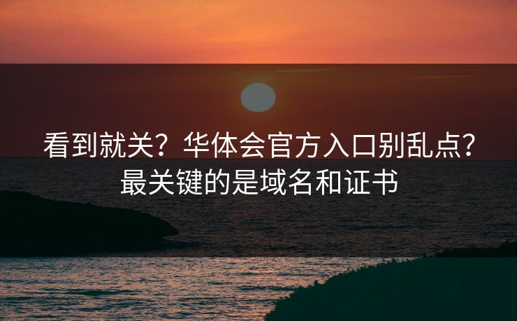 看到就关？华体会官方入口别乱点？最关键的是域名和证书